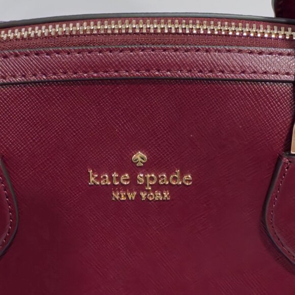 Kate Spade New York Madison Large Dolly Duffle Crossbody Bag Purse Burgundy Gold - Picture 2 of 13